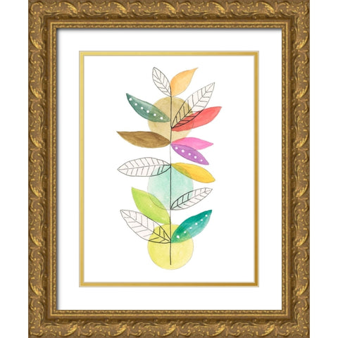 Moon Rising Leaves I Gold Ornate Wood Framed Art Print with Double Matting by Legner, Gayle Martin