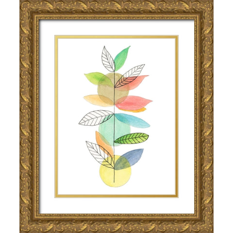 Moon Rising Leaves II Gold Ornate Wood Framed Art Print with Double Matting by Legner, Gayle Martin