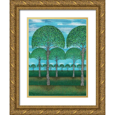 Woodland Season Summer Gold Ornate Wood Framed Art Print with Double Matting by Dignan, Lawrie