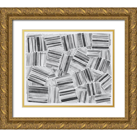 Quilted Pattern III Gold Ornate Wood Framed Art Print with Double Matting by Galapon, Nikki