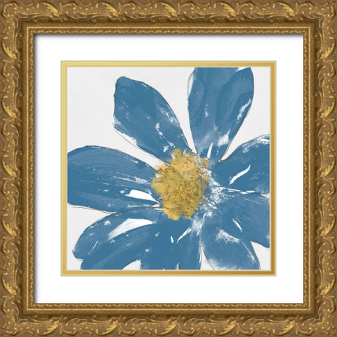 A Blue Greeting I Gold Ornate Wood Framed Art Print with Double Matting by Saunders, Alonzo
