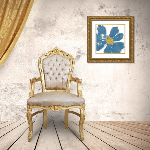 A Blue Greeting II Gold Ornate Wood Framed Art Print with Double Matting by Saunders, Alonzo