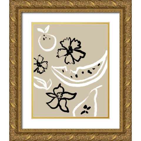 Summer Bounty I Gold Ornate Wood Framed Art Print with Double Matting by Sizemore, Natalie