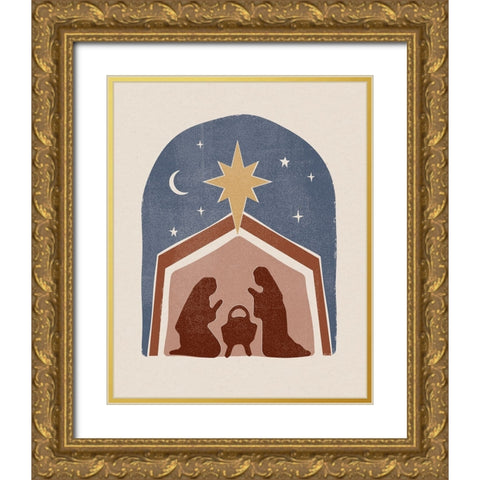 Boho Nativity I Gold Ornate Wood Framed Art Print with Double Matting by Barnes, Victoria