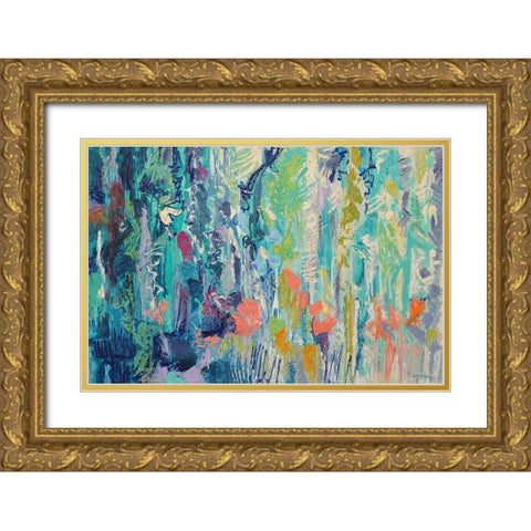 Downpour Butterflies Gold Ornate Wood Framed Art Print with Double Matting by Fagan, Dorothy