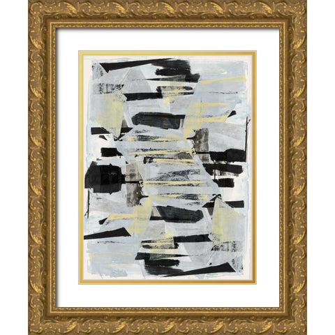 Tiles And Texture Abstract Angles IV Gold Ornate Wood Framed Art Print with Double Matting by Cartissi