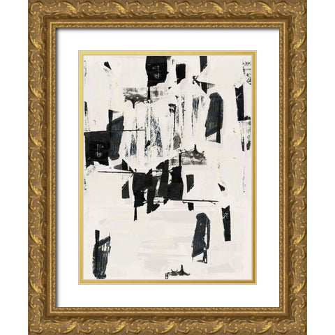 Tiles And Texture Abstract Angles V Gold Ornate Wood Framed Art Print with Double Matting by Cartissi