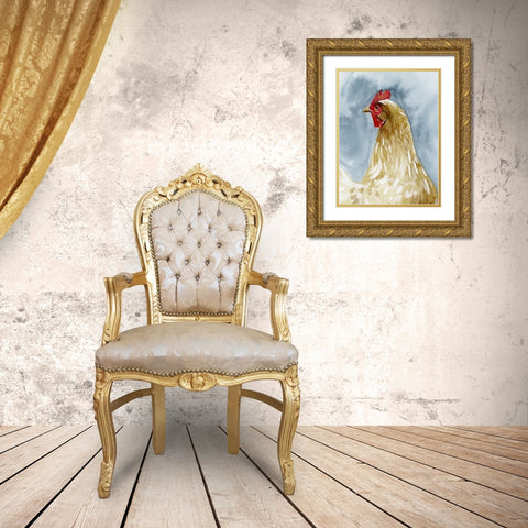 Chicken Portrait I Gold Ornate Wood Framed Art Print with Double Matting by Caroline, Emma