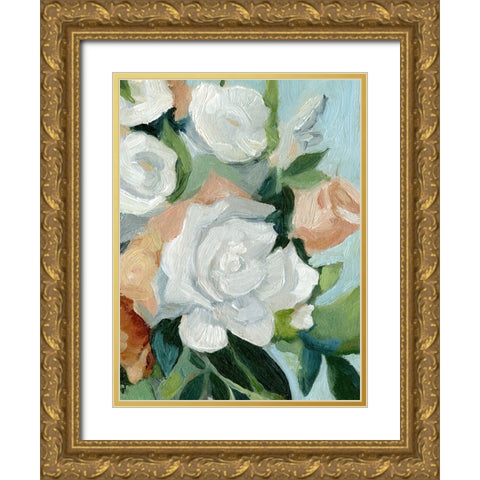 Bouquet Scatter I Gold Ornate Wood Framed Art Print with Double Matting by Caroline, Emma