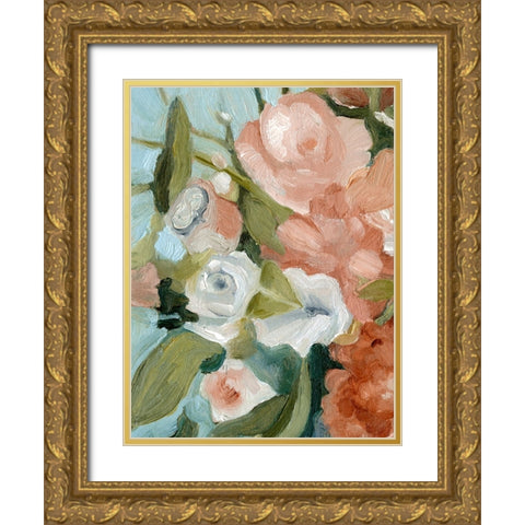 Bouquet Scatter II Gold Ornate Wood Framed Art Print with Double Matting by Caroline, Emma