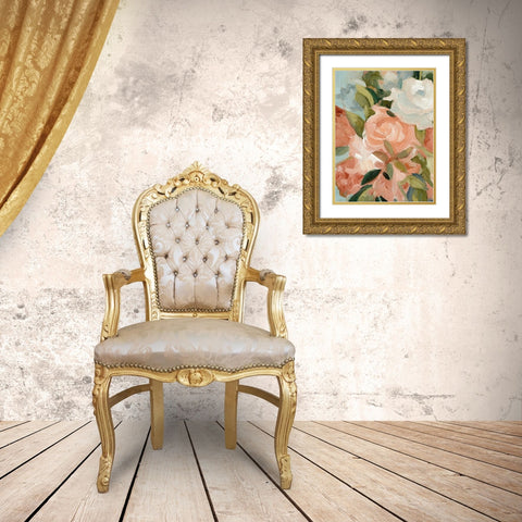 Bouquet Scatter III Gold Ornate Wood Framed Art Print with Double Matting by Caroline, Emma