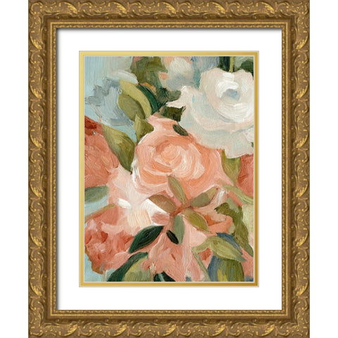Bouquet Scatter III Gold Ornate Wood Framed Art Print with Double Matting by Caroline, Emma