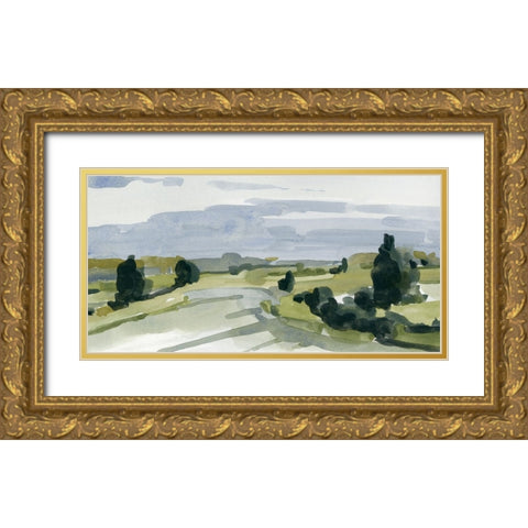 Dark Quiet Valley III Gold Ornate Wood Framed Art Print with Double Matting by Caroline, Emma