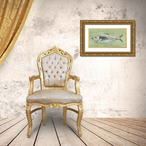 Green Sea Swimmer II Gold Ornate Wood Framed Art Print with Double Matting by Caroline, Emma
