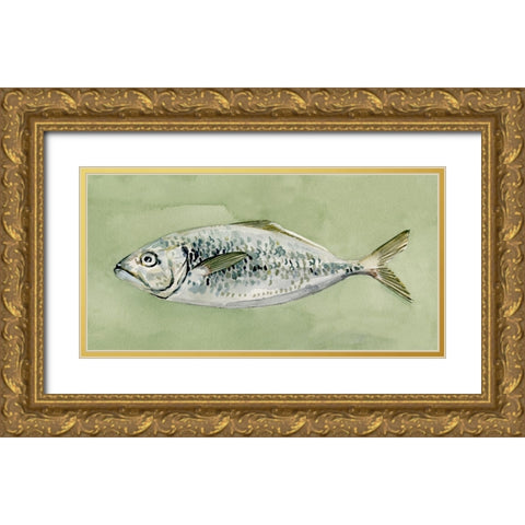 Green Sea Swimmer II Gold Ornate Wood Framed Art Print with Double Matting by Caroline, Emma