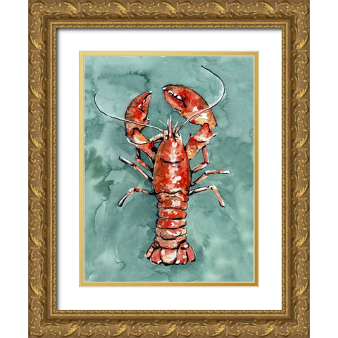 Aquatic Lobster I Gold Ornate Wood Framed Art Print with Double Matting by Caroline, Emma