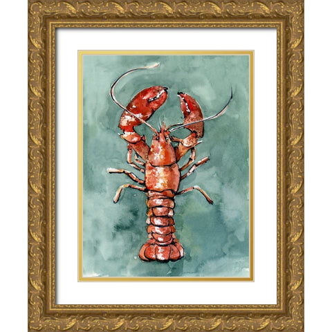 Aquatic Lobster II Gold Ornate Wood Framed Art Print with Double Matting by Caroline, Emma
