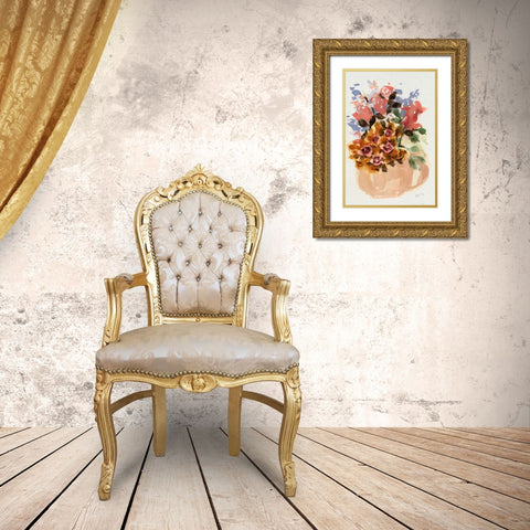 Mauve Bouquet in Teapot II Gold Ornate Wood Framed Art Print with Double Matting by Zwara, Ania