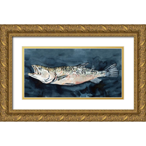 Hungry Fish I Gold Ornate Wood Framed Art Print with Double Matting by Caroline, Emma