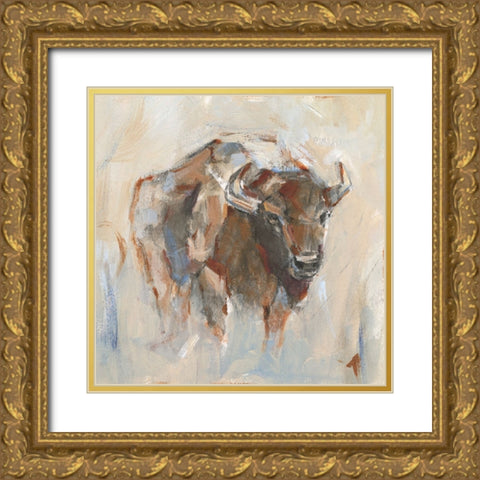 Pastel Bison I Gold Ornate Wood Framed Art Print with Double Matting by Harper, Ethan