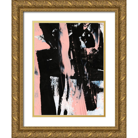 Black And Blush I Gold Ornate Wood Framed Art Print with Double Matting by Harper, Ethan