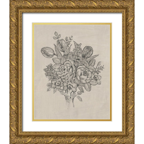 Floral Bouquet II Gold Ornate Wood Framed Art Print with Double Matting by OToole, Tim