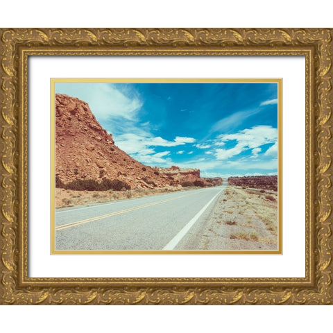New Mexico Drive II Gold Ornate Wood Framed Art Print with Double Matting by Quintero, Sonja