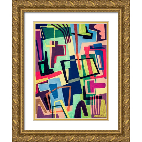 Connected Colors II Gold Ornate Wood Framed Art Print with Double Matting by Galapon, Nikki