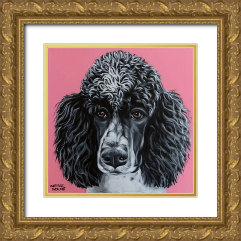 Black Poodle Gold Ornate Wood Framed Art Print with Double Matting by Vitaletti, Carolee