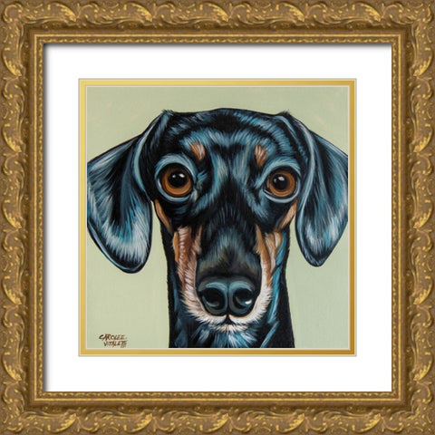 Traditional Dachshund Gold Ornate Wood Framed Art Print with Double Matting by Vitaletti, Carolee