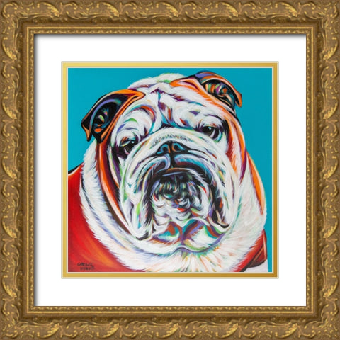 Colorful Bulldog Gold Ornate Wood Framed Art Print with Double Matting by Vitaletti, Carolee