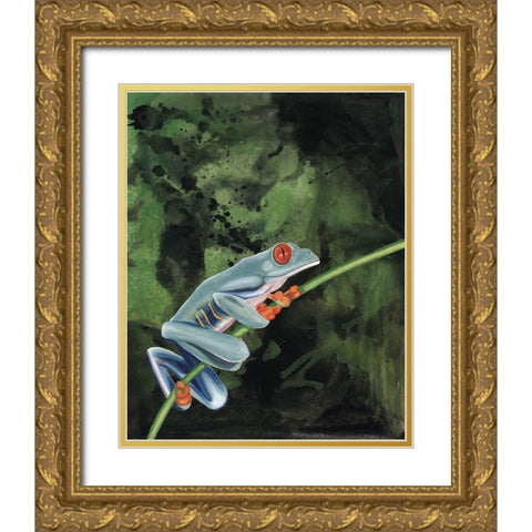 Watercolor Tree Frogs IV Gold Ornate Wood Framed Art Print with Double Matting by Willett, Michael