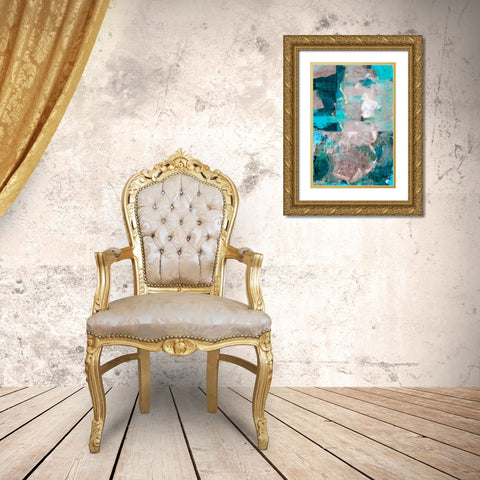 Impasto III Gold Ornate Wood Framed Art Print with Double Matting by Cartissi