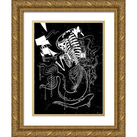 Pirate Mermaids I Gold Ornate Wood Framed Art Print with Double Matting by Marr, Laura