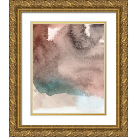 Red Ochre Abstract I Gold Ornate Wood Framed Art Print with Double Matting by Green, Jacob