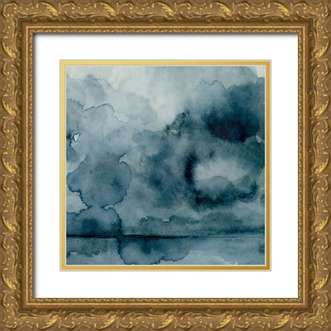 Amorphous Blue I Gold Ornate Wood Framed Art Print with Double Matting by Caroline, Emma