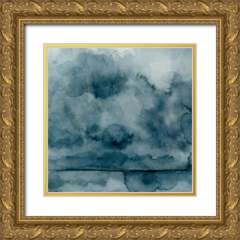 Amorphous Blue II Gold Ornate Wood Framed Art Print with Double Matting by Caroline, Emma
