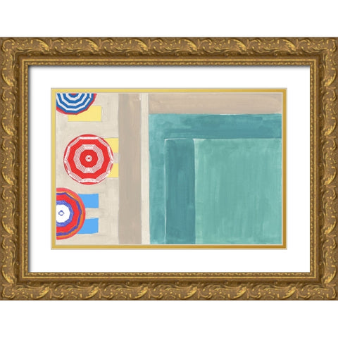 By the Pool I Gold Ornate Wood Framed Art Print with Double Matting by Cartissi