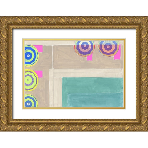 By the Pool III Gold Ornate Wood Framed Art Print with Double Matting by Cartissi
