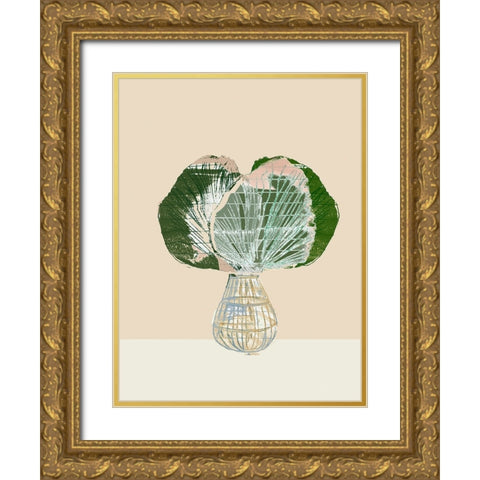 Woven Tropical Leaf I Gold Ornate Wood Framed Art Print with Double Matting by Cartissi