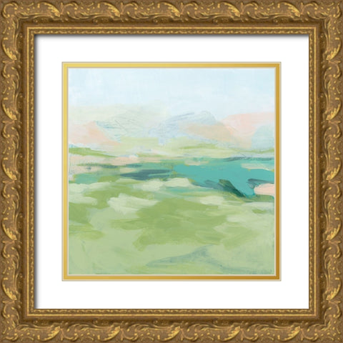 Field Fresco II Gold Ornate Wood Framed Art Print with Double Matting by Vess, June Erica