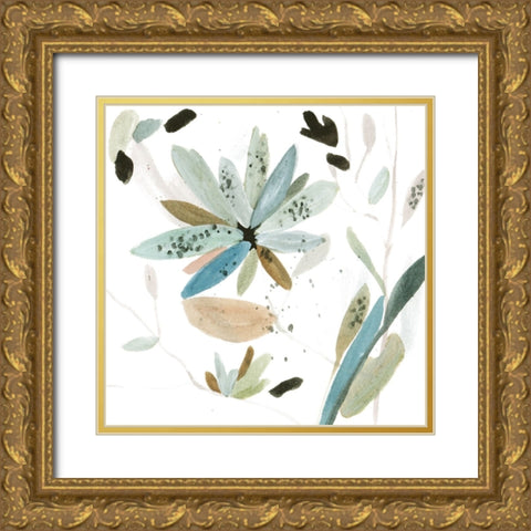 Minty Garden I Gold Ornate Wood Framed Art Print with Double Matting by Wang, Melissa