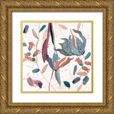 Contemporary Floral Composition I Gold Ornate Wood Framed Art Print with Double Matting by Wang, Melissa