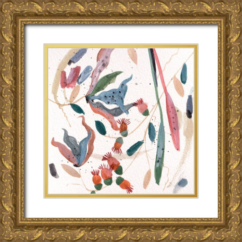 Contemporary Floral Composition II Gold Ornate Wood Framed Art Print with Double Matting by Wang, Melissa