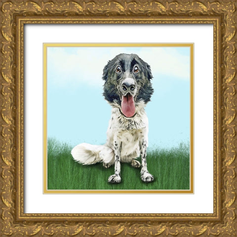Happy Spaniel Gold Ornate Wood Framed Art Print with Double Matting by Curinga, Kim