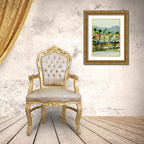 Beach Town I Gold Ornate Wood Framed Art Print with Double Matting by Caroline, Emma