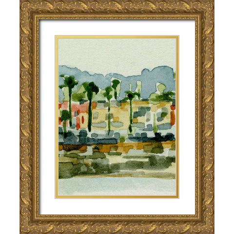 Beach Town I Gold Ornate Wood Framed Art Print with Double Matting by Caroline, Emma