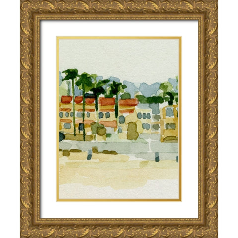 Beach Town IV Gold Ornate Wood Framed Art Print with Double Matting by Caroline, Emma