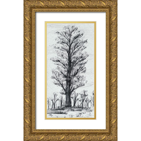 Tree in the Woods IV Gold Ornate Wood Framed Art Print with Double Matting by Wang, Melissa