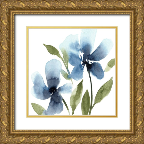 Blue Hues I Gold Ornate Wood Framed Art Print with Double Matting by Warren, Annie